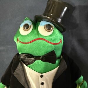 Plush Green Frog in Black Tuxedo and Top Hat - Classic Stuffed Animal NWT 1983
